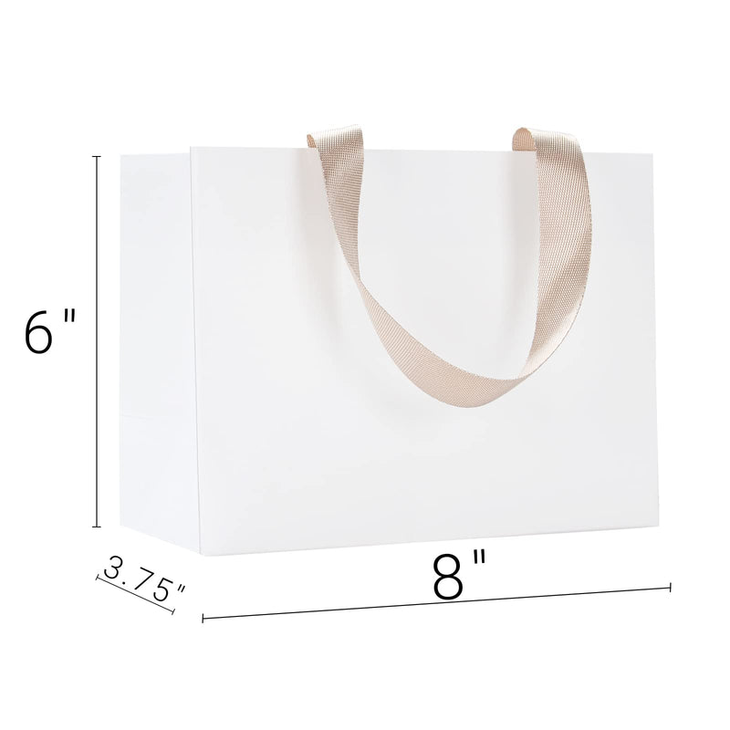 [Australia - AusPower] - White Gift Bags Bulk YACEYACE 10Pcs 8"x3.75"x6" Small Size White Gift Bags with Handles White Paper Gift Bags White Kraft Paper Bags White Paper Shopping Bags for Small Business, Wedding Bags Party Bags Retail Bags 8 x3.75 x6 Inch (Pack of 10) 
