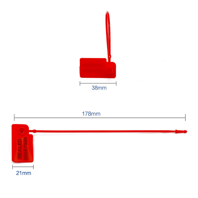 [Australia - AusPower] - FALEYA.WZW 100 Pack Disposable Self Locking Security Seals Safety Seal Fastener with End Connector Tamper Seal for Container (Red) Red 180mm 