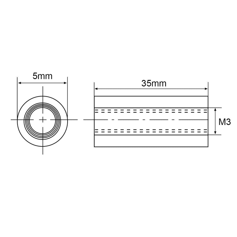 [Australia - AusPower] - uxcell Round Aluminum Standoff Column Spacer M3x35mm,for RC Airplane,FPV Quadcopter,CNC,Black,10pcs 35mm 