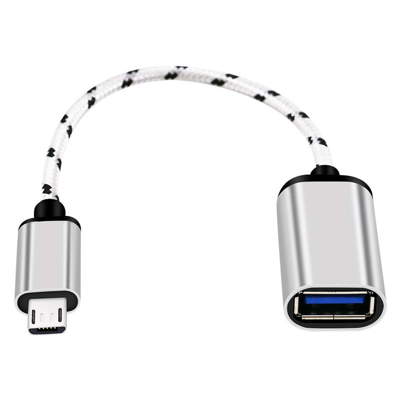 [Australia - AusPower] - Yeung Qee Micro USB 2.0 OTG Cable Braided On The Go Adapter Aluminum Alloy Micro USB Male to USB Female for Samsung or Other Smart Phones with OTG Function, Android Tablets (Silver) Silver 