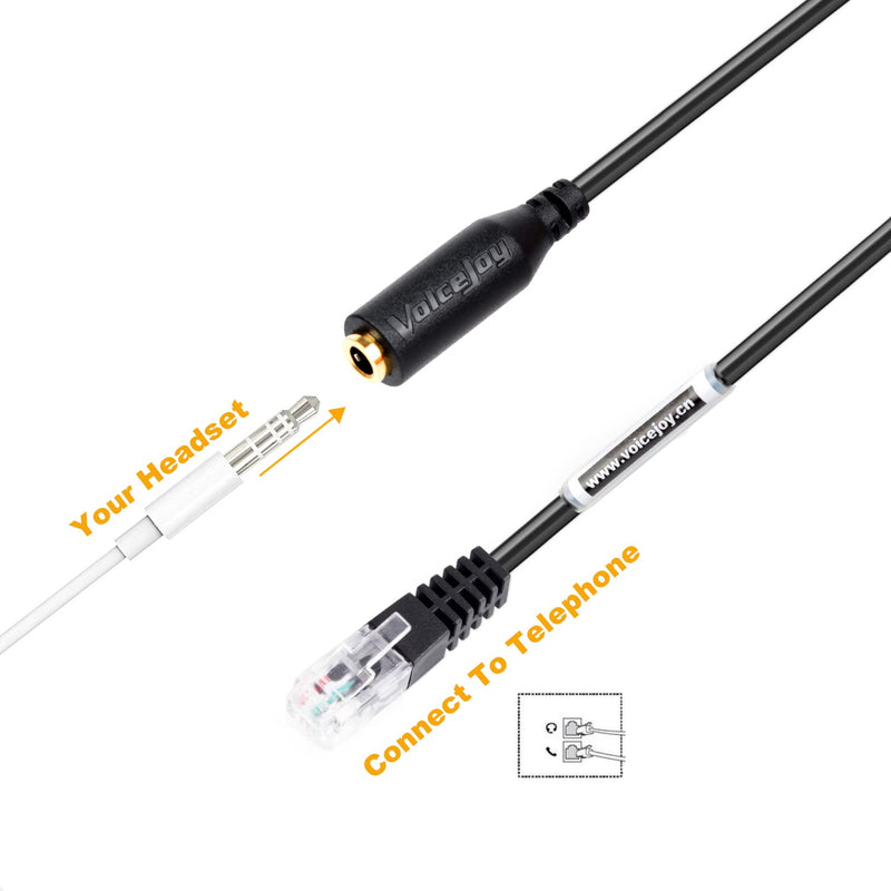 [Australia - AusPower] - 3.5mm Cell Phone Headset to RJ9 Adapter Cable -ONLY for Yealink SIP-T19P T20P T21P T22P T26P T28P etc 
