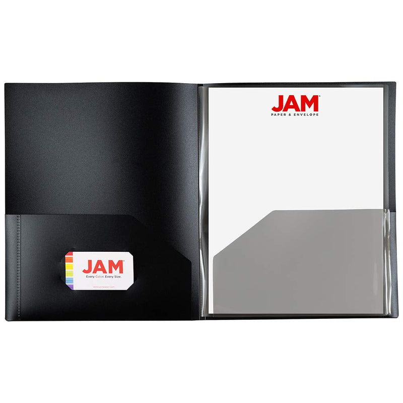[Australia - AusPower] - JAM PAPER Heavy Duty Plastic Multi Pocket Folders - 6 Pocket Organizer - Black - 2/Pack 6 Pocket (Pack of 2) 