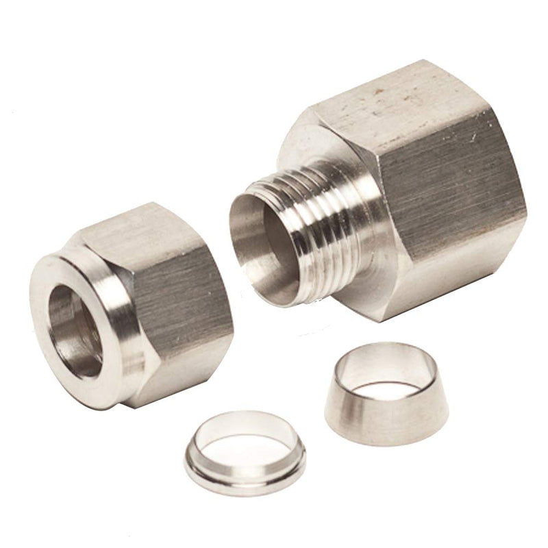 [Australia - AusPower] - Beduan 2 Pcs 304 Stainless Steel Tubing Compression Fitting, 10mm Tube OD x 1/2" Female, Air Compression Ferrule Connect Fitting 10 mm OD NPT1/2 