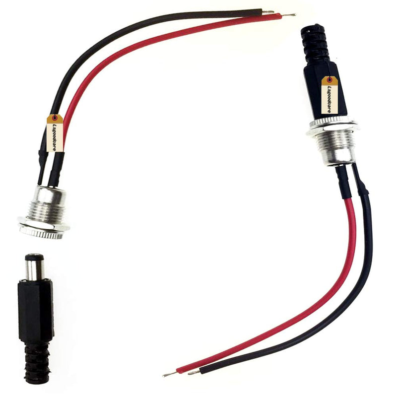 [Australia - AusPower] - 5.5 x 2.1 MM 10A DC Power Jack Socket Dc099 30V Threaded Female Mount Connector Adapter with 3.94 Ich 18AWG Cable and DC Barrel Jack Plug Male Lsgoodcare 5.5 x 2.1 MM 