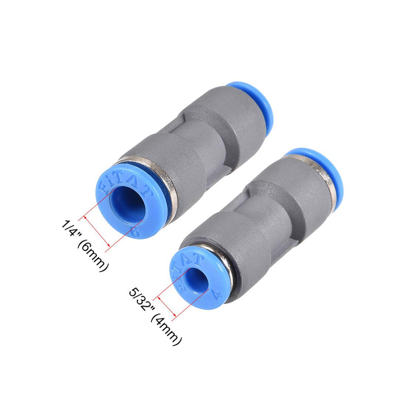 [Australia - AusPower] - uxcell Straight Push to Connector Reducer Fitting 6mm to 4mm Quick Release Pneumatic Connector Plastic Union Pipe Tube Fitting Grey 5Pcs 6-4mm 