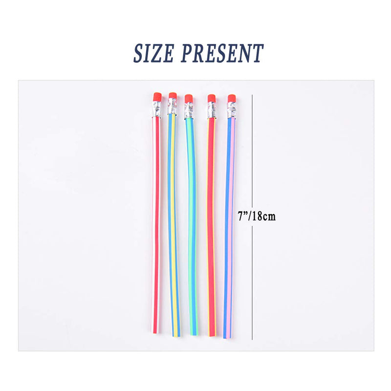 [Australia - AusPower] - Flexible Bendy Pencil, 35 PCS Flexible Soft Pencil Colorful Stripe Soft Pencils with Eraser as Gift for Students or Children 
