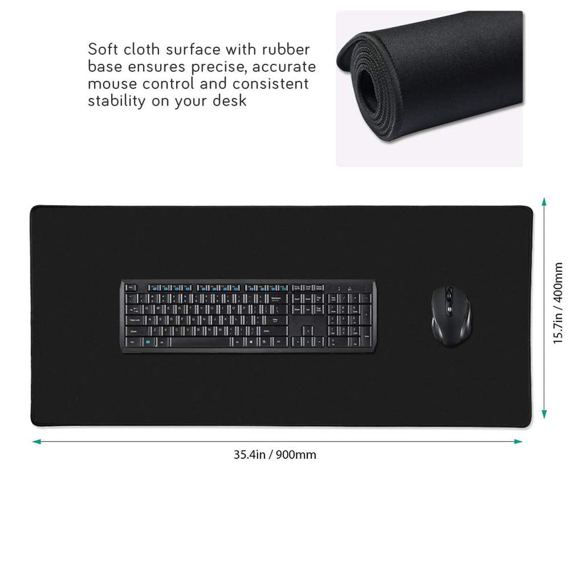 [Australia - AusPower] - Cmhoo XXL Professional Large Mouse Pad & Computer Game Mouse Mat (35.4x15.7x0.12IN, 90x40 Black) 35.4x15.7x0.1IN 