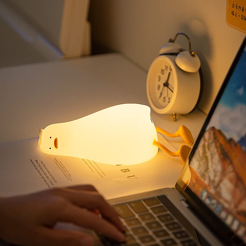 [Australia - AusPower] - ATCTBOGFS Cute Duck Lamp, Fun Lying Flat Duck Night Light,LED Squishy Animal Novelty Lamp,Light up Duck for Kids Great Gift,3 Level Dimmable Nursery Nightlight Rechargeable Touch Lamp (Duck Lamp) Yellow 