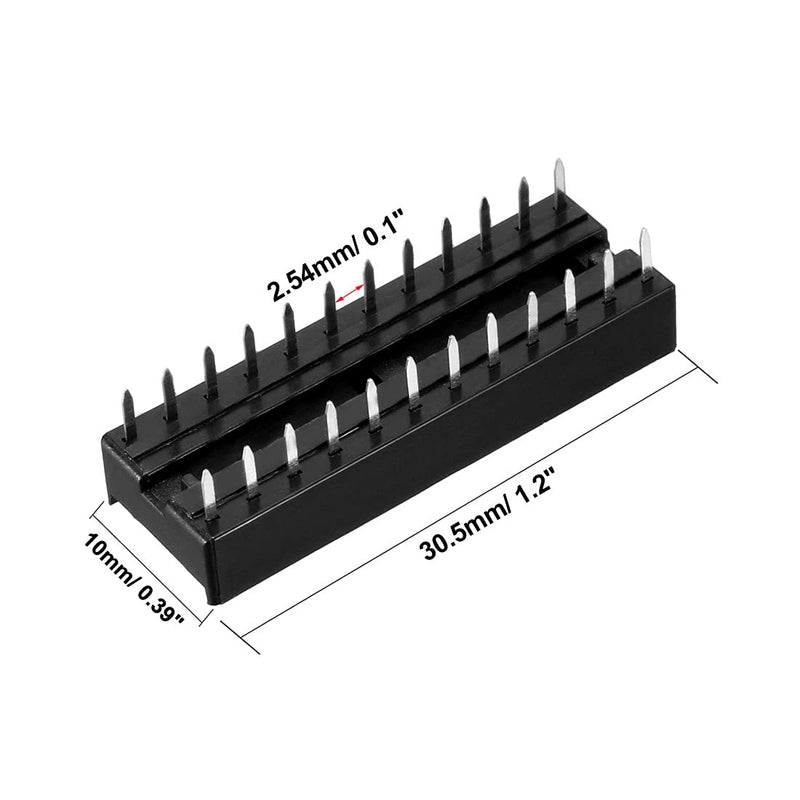 [Australia - AusPower] - uxcell 25pcs DIP IC Chip Socket Adaptor 2.54mm Pitch 7.62mm Row Pitch 2 Row 24 Flat Pins Soldering 