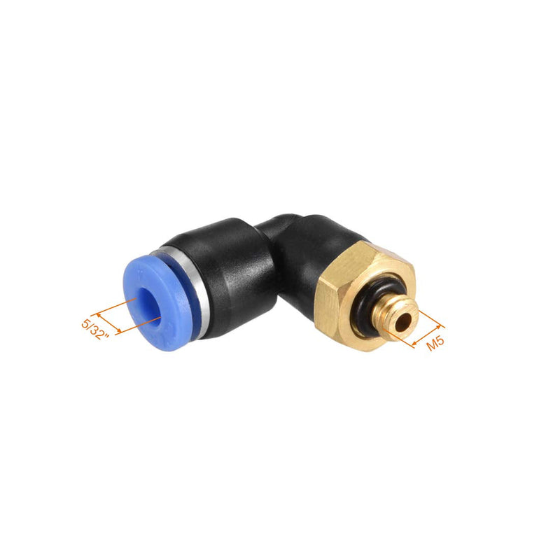 [Australia - AusPower] - uxcell Push to Connect Tube Fitting Male Elbow 4mm Tube OD x M5 Thread Pneumatic Air Push Fit Lock Fitting Blue 2pcs 