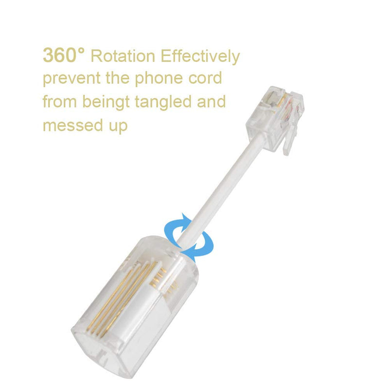 [Australia - AusPower] - Telephone Cord Detangler, Poyiccot 360 Degree Rotating Landline Swivel Cord Untangler Anti-Tangle Telephone Handset Cable White 2-Pack Telephone Cord Detangler white 