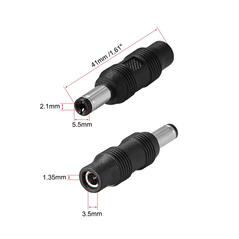 [Australia - AusPower] - uxcell 15pcs DC Power Connector Adapter 5.5mm x 2.1mm Male Plug to 3.5mm x 1.35mm Female Jack Converter for Laptop CCTV Camera Strip Lighting Black 15 