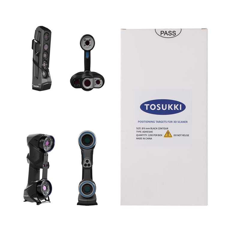 [Australia - AusPower] - TOSUKKI 6mm Positioning Targets with Black Contour for 3D Scaner,Reference Point Markers/Reflection Markers for 3D Scaning and Optical Tracking,Apply to Creaform Handyscan Goscan 