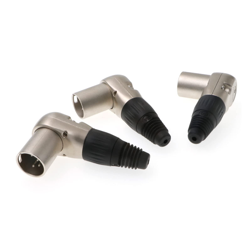 [Australia - AusPower] - XLR 4 pin Male Connector for ARRI Monitor DSLR Rig 3 pcs Right Angle 90 Degree XLR 4 pin Male XLR 4-Pin Male 