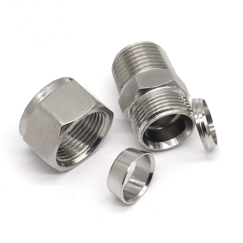 [Australia - AusPower] - Metalwork 304 Stainless Steel Compression Tube Fitting 8mm OD x 1/8" NPT Male Adapter Connector Coupler(2 Pcs) 1/8" NPT Male x 8mm OD 2 Pcs 