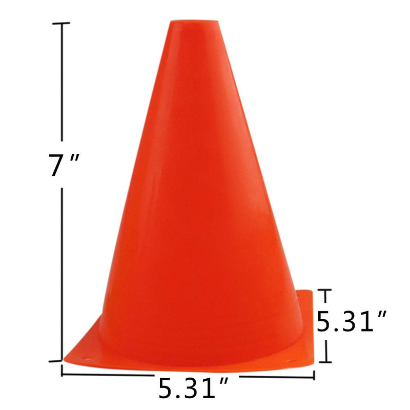 [Australia - AusPower] - Mirepty 7 Inch Plastic Traffic Cones Sport Training Agility Marker Cone for Soccer, Skating, Football, Basketball, Indoor and Outdoor Games Orange, 12 Pack 