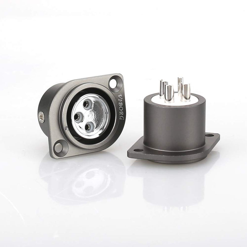 [Australia - AusPower] - Viborg Female XLR Chassis Mount Connectors, Hi End Audio XLR Panel Socket, Pure Copper Rhodium Plated XLR Receptacle with PTFE Insulator 1PC(Rhodium Plated) 