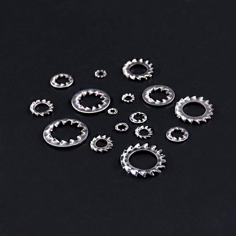 [Australia - AusPower] - Hilitchi 400-Pcs 304 Stainless Steel External Internal Tooth Star Lock Washers Assortment Kit - Included: M2 M3 M4 M5 M6 M8 M10 M12 