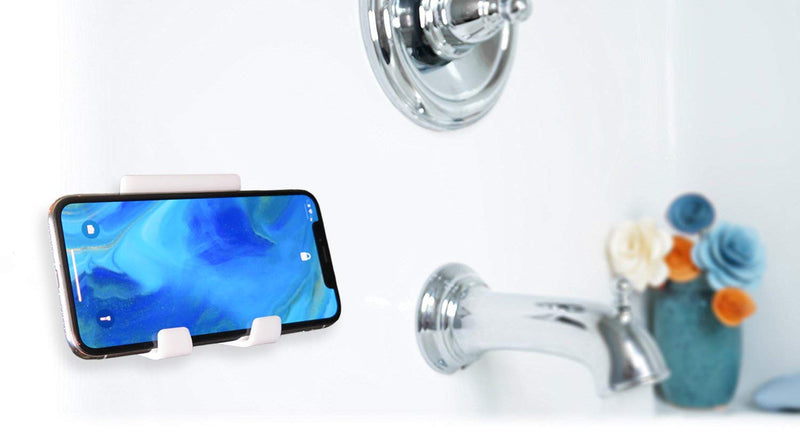 [Australia - AusPower] - AIRSTIK Cradle Universal Glass Mount Phone Holder Reusable TikTok Facetime Compatible with iPhone iPad Cell Phone for Bathroom Kitchen Shower Dorm Office Made in USA Glass, Mirrors, Windows (White) White 