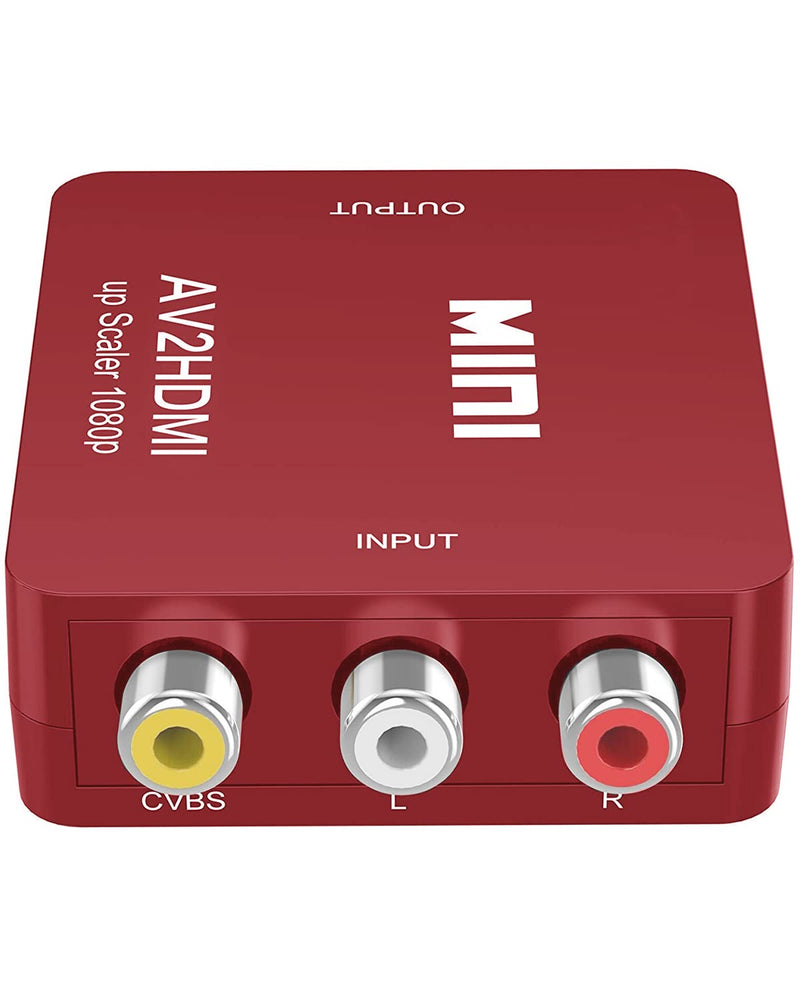 [Australia - AusPower] - ABLEWE RCA to HDMI,AV to HDMI Converter, 1080P Mini RCA Composite CVBS Video Audio Converter Adapter Supporting PAL/NTSC for TV/PC/ PS3/ STB/Xbox VHS/VCR/Blue-Ray DVD Players, Red 
