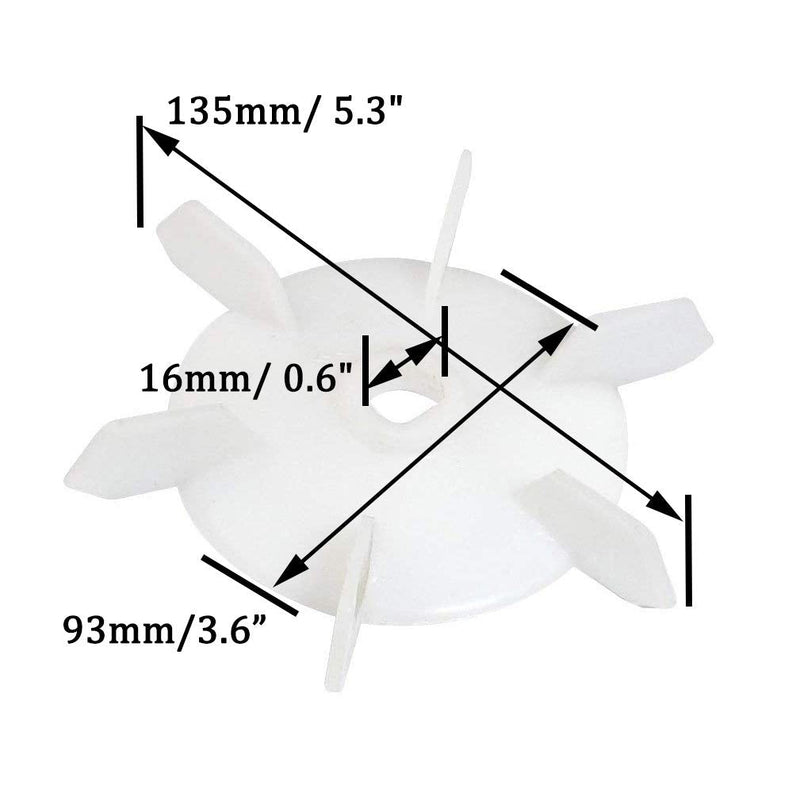 [Australia - AusPower] - XMHF Spare Part 16mm Inner Dia 6 Vanes Impeller Plastic Motor Fan Wheel 5Pcs 