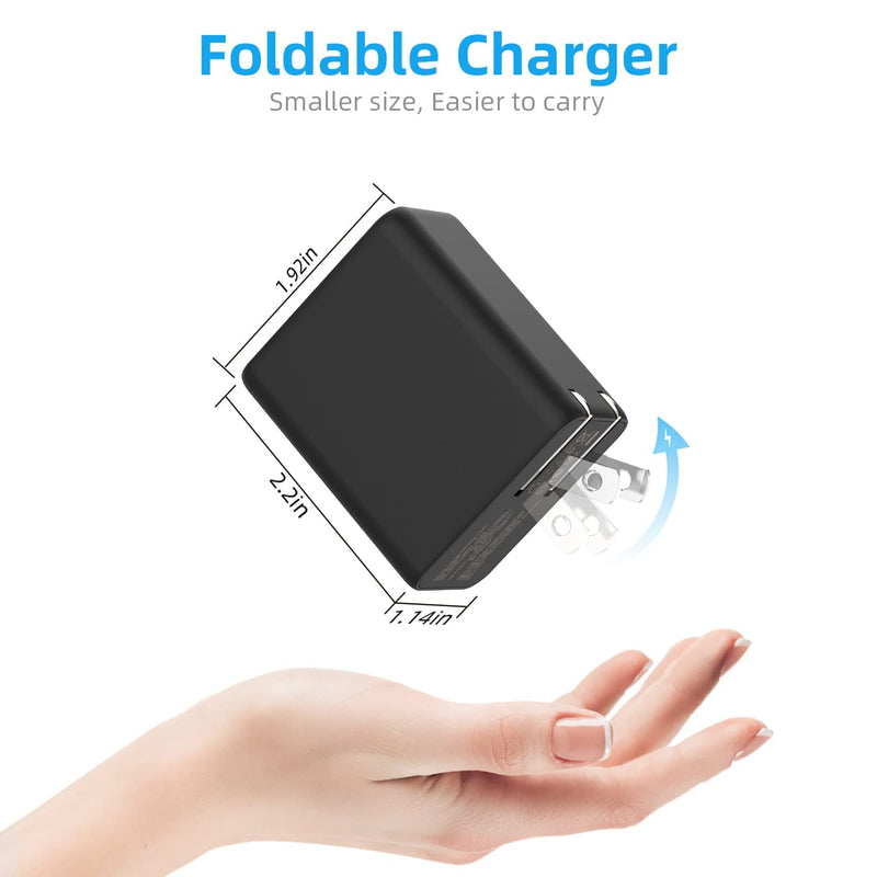 [Australia - AusPower] - 65W/60W PD Fast Charger Powered,USB C GAN Fast Charger(3-Charging Port) Travel Easy with Foldable Plug,Type-C Wall Charger Replacement for iphone 12 Pro iPad Pro MacBook Surface Huawei Laptop and More black 