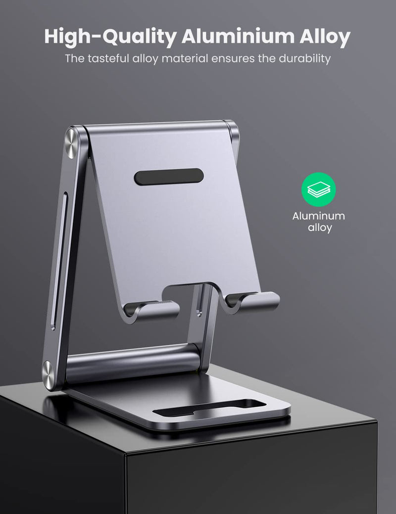 [Australia - AusPower] - UGREEN Cell Phone Stand Desk Adjustable Aluminum Mobile Phone Holder Compatible for iPhone 13 12 Pro Max, iPhone 11 X SE XS XR 8 Plus 6 7 6S Samsung Galaxy Note20 S20 S10 S9 S8 S7 Smartphone Grey 