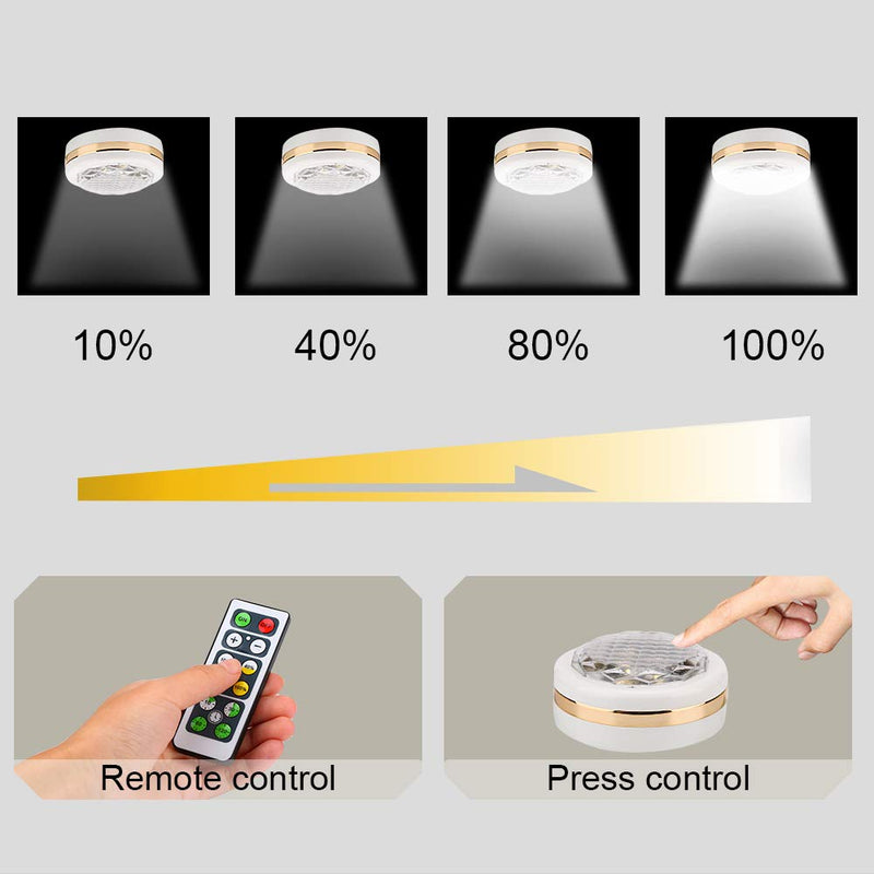 [Australia - AusPower] - LEASTYLE Wireless LED Puck Lights with Remote Control 6 Pack, LED Under Cabinet Lighting,Puck Lights Battery Operated, Closet Light, Under Counter Lighting, Stick On Lights Gold Circle 