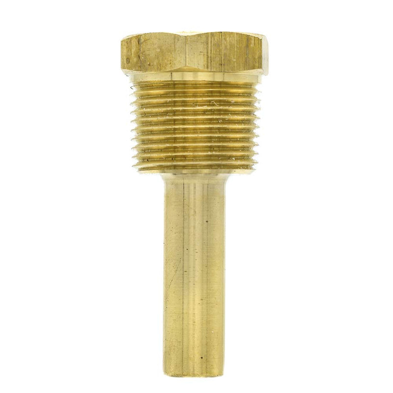 [Australia - AusPower] - PIC Gauge TW-BR02-23S2 2-1/2" Stem Length, 1/2" NPT x 3/4" NPT Connection Size, Stepped Style, 0.260" Bore Diameter, Brass Standard Thermowell for Industrial Bimetal Thermometers 