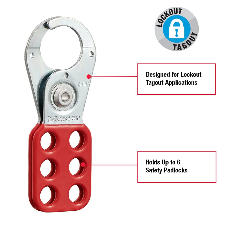 [Australia - AusPower] - Master Lock 420 Lockout Tagout Hasp with Vinyl-Coated Handle, Red 1" Inside Jaw Diameter 