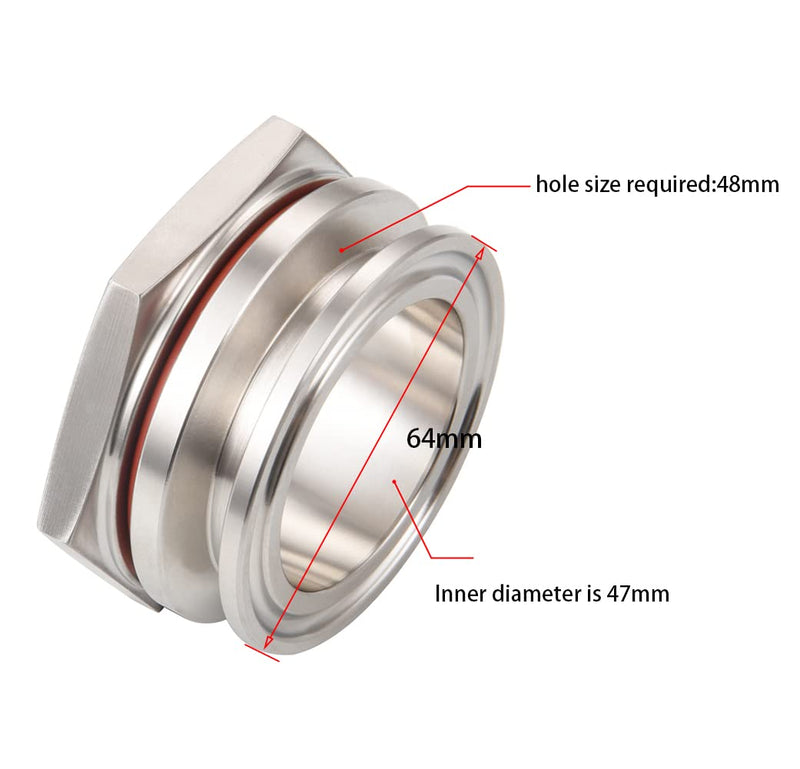 [Australia - AusPower] - 2" Tri Clamp Bulkhead Compression Fittings Stainless Steel 304 Weldless Bulkhead, Self-Made Kettle Bulkhead 2 Inch 