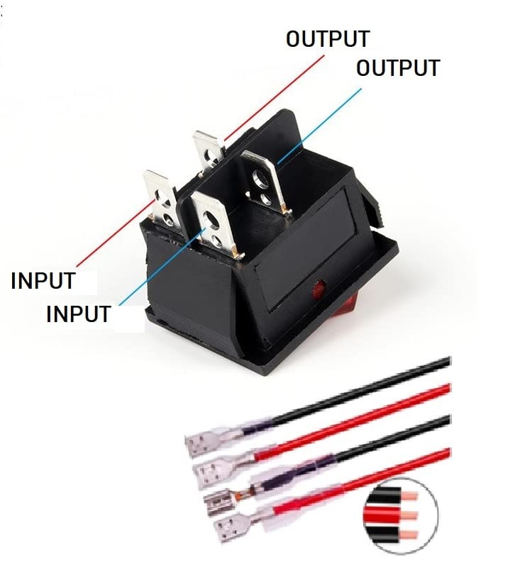 [Australia - AusPower] - 3PCS KCD4 Rocker Switch 16A 250V 20A 125V ON/Off -Red Light Illuminated 4 Pin 2 Position DPST Snap in Boat Rocker Toggle Switch with Wires and Waterproof Silicone Cover 