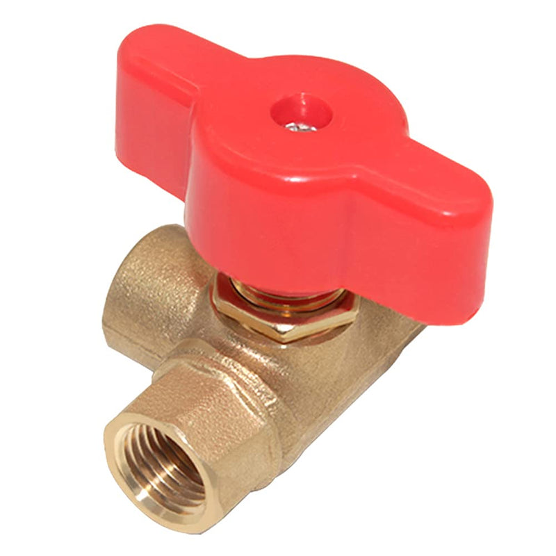 [Australia - AusPower] - Joywayus 3-Way (L-Port) 1/4"NPT Female Brass Ball Valve Anti-Rust Forged Brass Shut Off Valve Fitting with Red Plastic Handle 