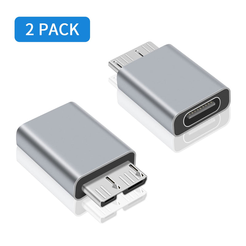 [Australia - AusPower] - Poyiccot USB C to Micro B Adapter, Type C to Micro B Cable Adapter, 2Pack Micro B to USB C 3.1 Adapter for Hard Drive Cable, USB C Hard Drive Cable Adapter for USB 3.0 External Portable SSD HDD 