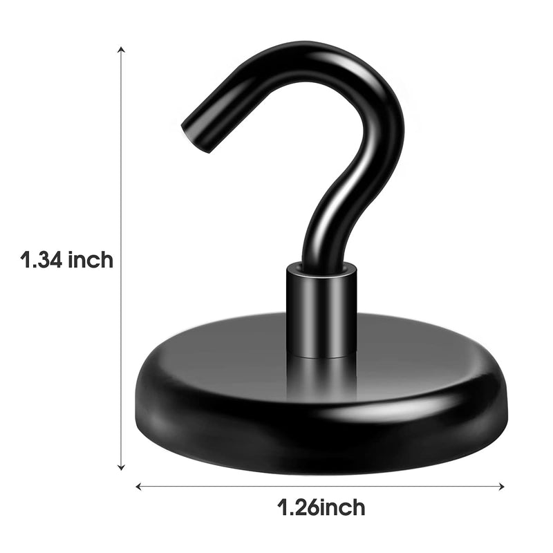 [Australia - AusPower] - Premium Black Magnetic Hooks Heavy Duty Neodymium Magnet for Cruise Cabins, Home, Office, Classroom and Locker , Hold up to 100 Pounds 4 Pack 