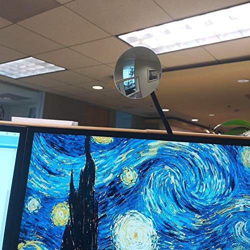 [Australia - AusPower] - Ampper Clip On Security Mirror, Convex Cubicle Mirror for Personal Safety and Security Desk Rear View Monitors or Anywhere (3.35", Round) Glass - Frameless 