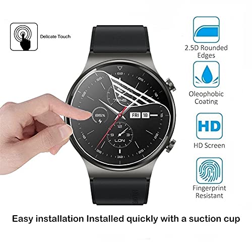 [Australia - AusPower] - High Sensitivity Hydrogel Screen Protector for Huawei Watch GT2 Pro 46mm , 6pcs Smart Watch Transparent Soft Protection Film [Full Coverage] [Clear HD] [Anti-Bubble] [Case Friendly] (Not Tempered Glass) 