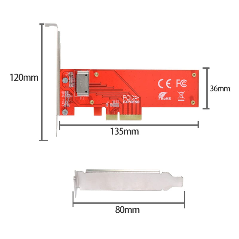 [Australia - AusPower] - Cablecc PCI-E 4X Host Adapter to NVMe Ruler 1U GEN-Z EDSFF Short SSD E1.S Carrier Adapter PCI-E4.0 4X Host 