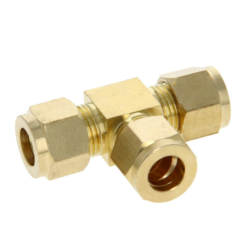 [Australia - AusPower] - MroMax Brass Compression Tube Fitting 9.5mm/0.37" ID Tee Pipe Adapter for Garden Water Irrigation System 3pcs 