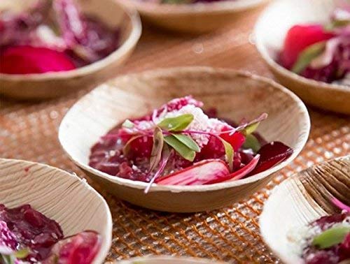 [Australia - AusPower] - Charity Leaf Disposable Palm Leaf Like Bamboo Round Mini Bowl | All Natural and Biodegradable | Charcuterie Boards, BBQs, and Parties | Pack of 25 Bowls (3.5" inch & 2.5 Oz) 3.5 Inch 