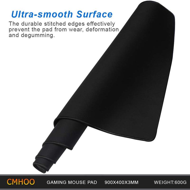 [Australia - AusPower] - Cmhoo XXL Professional Large Mouse Pad & Computer Game Mouse Mat (35.4x15.7x0.12IN, 90x40 Black) 35.4x15.7x0.1IN 