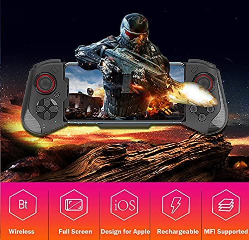 [Australia - AusPower] - Wireless Controller for iPhone X/11/12/13/iPad/MacBook, Bluetooth Gamepad Joystick for Apple Arcade MFi Games, Cloud Gaming, Genshin Impact, Call of Duty Mobile -Direct Play [for iOS 13.4+ System] Black 