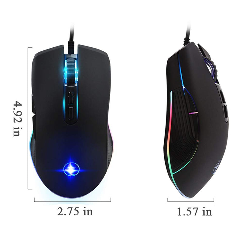 [Australia - AusPower] - FIRSTMEMORY USB C Mouse Type C Ergonomic Wired Mouse RGB Gaming Mouse Optical Mice with Adjustable DPI 800/1600/2400/3200 Compatible with Notebook, PC, Laptop, MacBook and All Type-C Device (Black) 