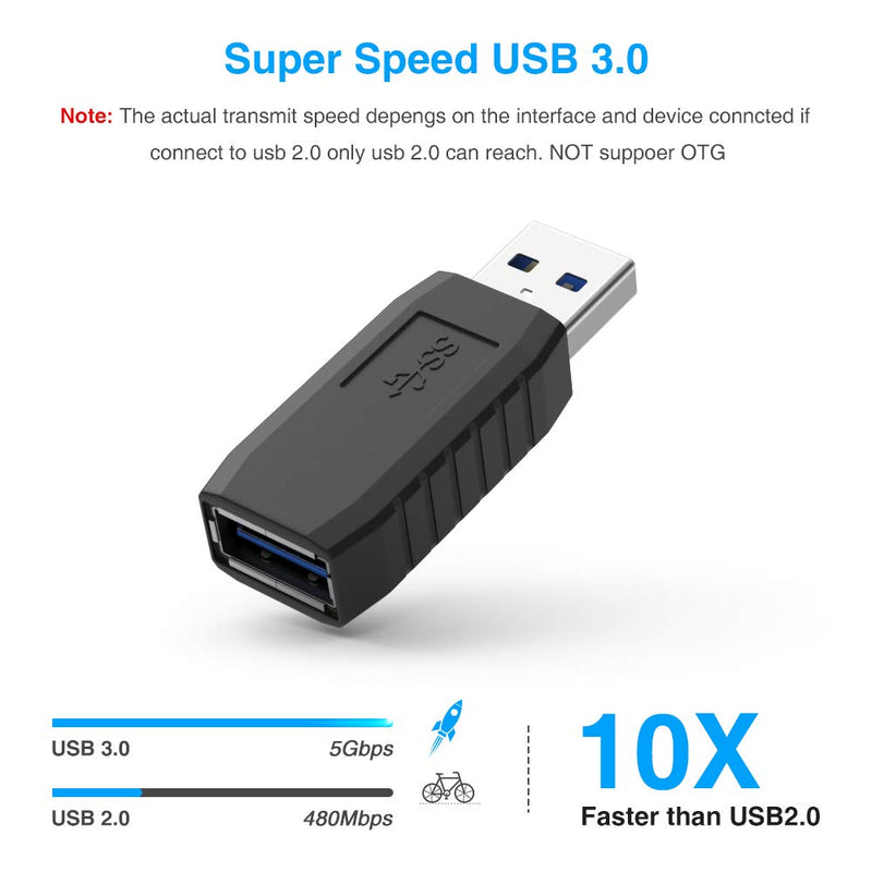 [Australia - AusPower] - ELUTENG USB Coupler Male to Female 4Packs USB 3.0 Type A Adapter Superspeed 5Gbps USB Port Extension Connector Bridge Compatible with Laptop Computer Hard Drive Printer Camera 