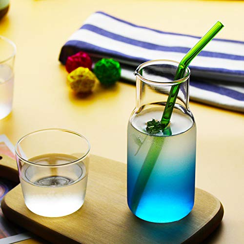 [Australia - AusPower] - Sizikato 15 Oz Gradient Blue Clear Glass Bedside Night Water Carafe with Tumbler Glass. 