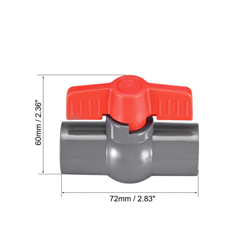[Australia - AusPower] - uxcell PVC Ball Valve Supply Pipe Knob Threaded Ends 1/2" Inner Hole Diameter Red Gray 2Pcs 0.5 Inch 
