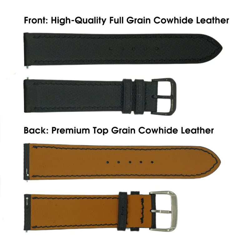 [Australia - AusPower] - CARRINA Alligator/Ostrich/ Cowhide Full Grain Leather Watch Band For Traditional Watch Lug Width 20mm 22mm | Handmade Quick Release Watch Strap Epsom-Black Quick Release 20MM 