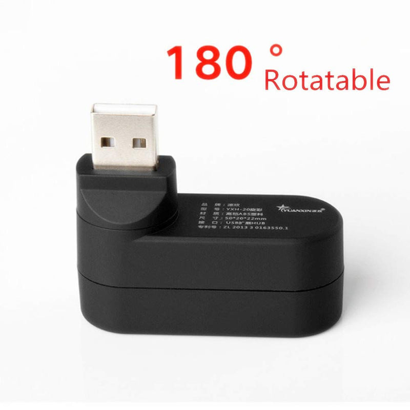 [Australia - AusPower] - Hipipooo USB Splitter 180° Rotatable 3.0 USB Port Expander Mltiport USB to USB Adapter Portable Hubs for Windows Laptop, Xbox, Wii,PS3, PC, MAC, Mac Book, Tablet, Tab (Black) Black 