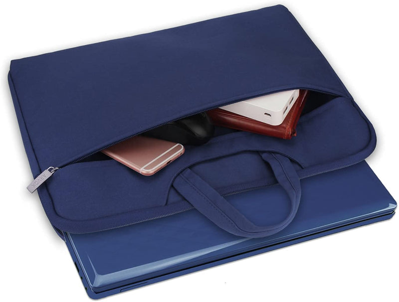 [Australia - AusPower] - Arvok Water-resistant Laptop Sleeve Bag with Handle Briefcase Carrying Bag (15.6 inch, Denim Blue with collapsible handles) 