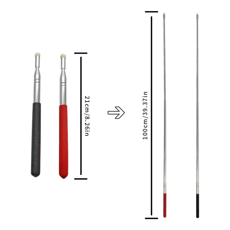 [Australia - AusPower] - 2 PcsTelescopic Teachers Pointer Stick, Extendable Teaching Pointer, Whiteboard Pointer with Felt Head for Teachers, Guides, Coach, Extends to 39''（Red and Black） 